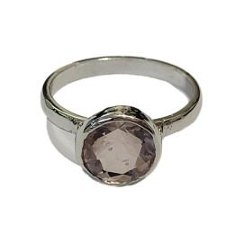 ANEL QUARTZO ROSA  LAPIDADA EM PRATA 925 - ID 6192