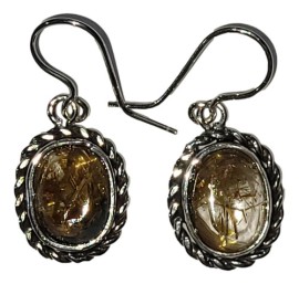 Brinco Quartzo Rutilado Oval Em Prata 925 - Id 6731