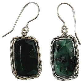 BRINCO ESMERALDA LEITOSA RETANGULAR EM PRATA 925 - ID 6768