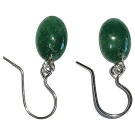 BRINCO QUARTZO VERDE OVAL GANCHO EM PRATA 925 - ID 6841