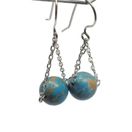 BRINCO JASPE IMPERIAL BOLA EM PRATA 925 - ID 6619