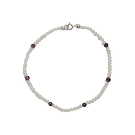 PULSEIRA QUARTZO ROSA E GRANADA EM PRATA 925 - ID 6556