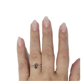 ANEL GRANADA FACETADO EM PRATA 925 - ID 6255