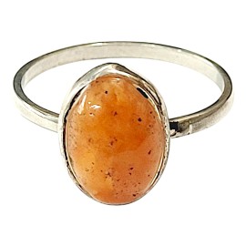ANEL CALCITA LARANJA OVAL EM PRATA 925 - ID 6963
