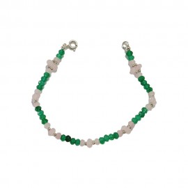 Pulseira Jade E Quartzo Rosa Em Prata 925 - Id 5940