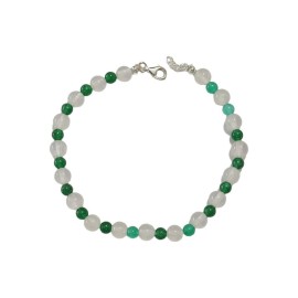 PULSEIRA QUARTZO ROSA E JADE EM PRATA 925 - ID 6542