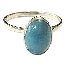 ANEL FLUORITA AZUL OVAL EM PRATA 925 - ID 6964