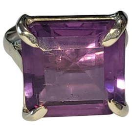 ANEL AMETISTA QUADRADO EM PRATA 925 - ID 7106