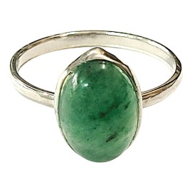 ANEL QUARTZO VERDE OVAL EM PRATA 925 - ID 6962