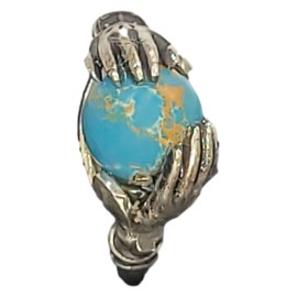 ANEL JASPE IMPERIAL M�O DE DEUS EM PRATA 925 - ID 6786