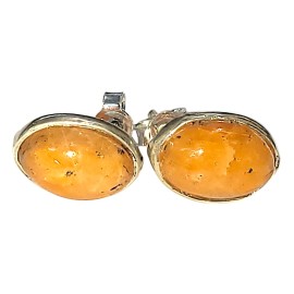 BRINCO CALCITA LARANJA OVAL EM PRATA 925 - ID 6981